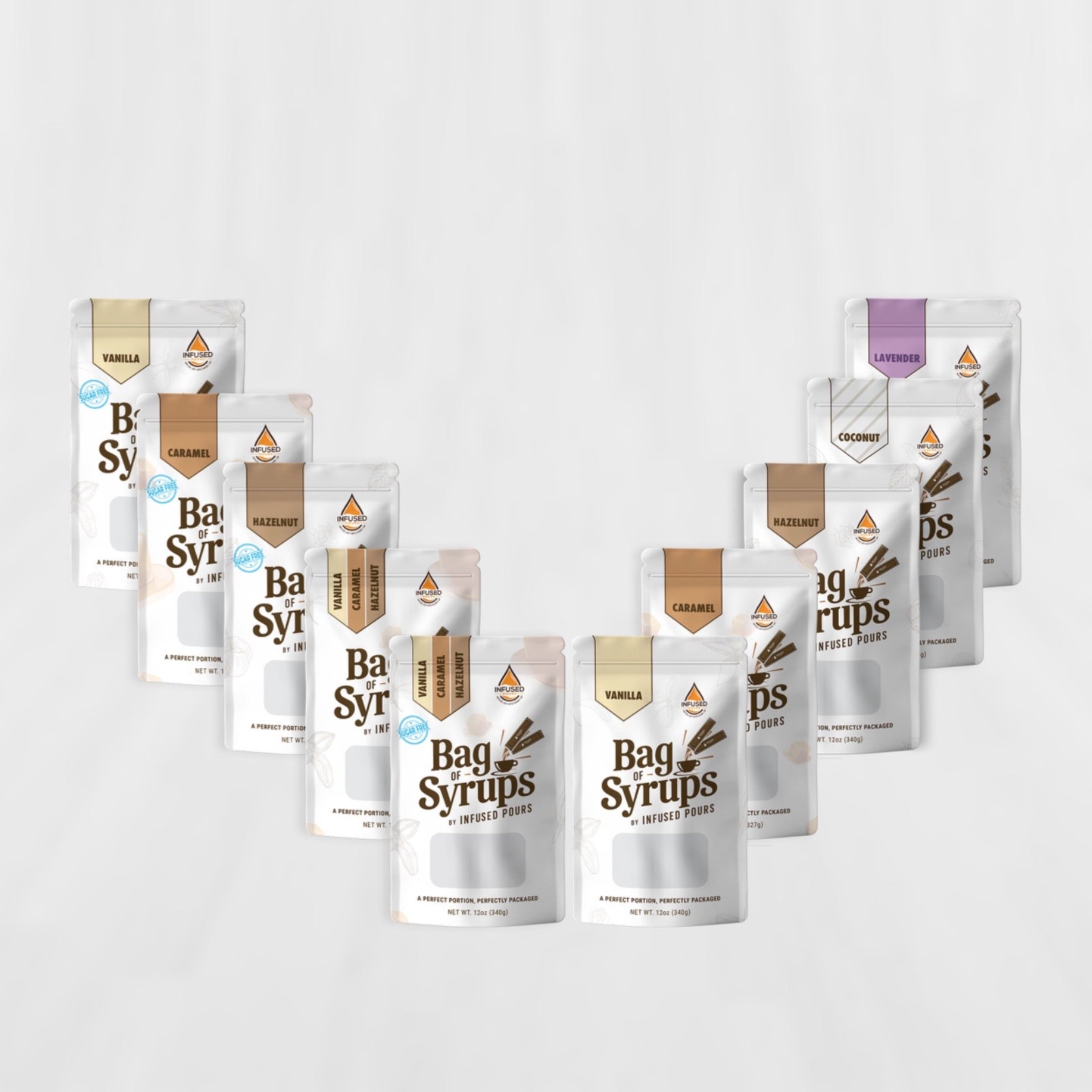 Resealable bag of 30 by Infused Pours – easy storage and retail-ready display. All flavors.